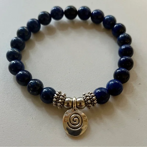 Dark Blue Lapis Handcrafted Bead Bracelet - Picture 6 of 6